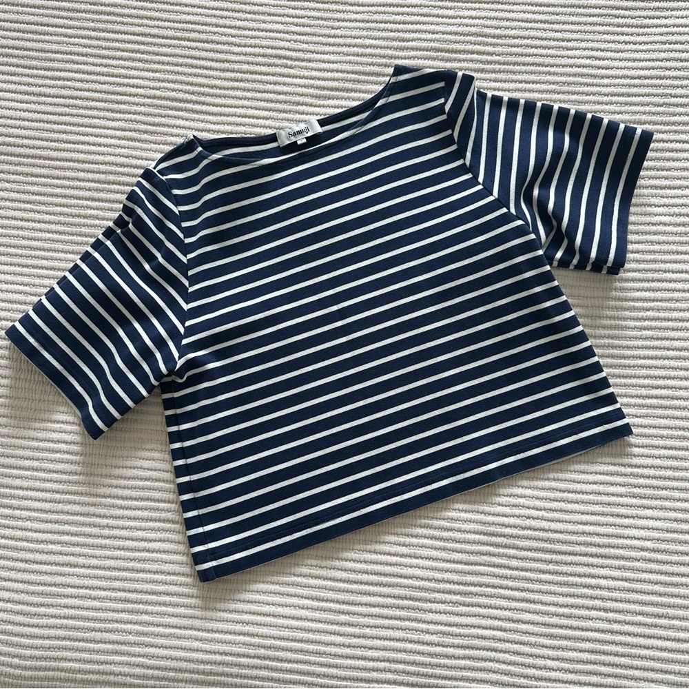 Samuji - Boxy Tee - Navy Stripe, S